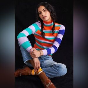 Anthropologie | Maeve Striped Turtleneck Sweater size S
